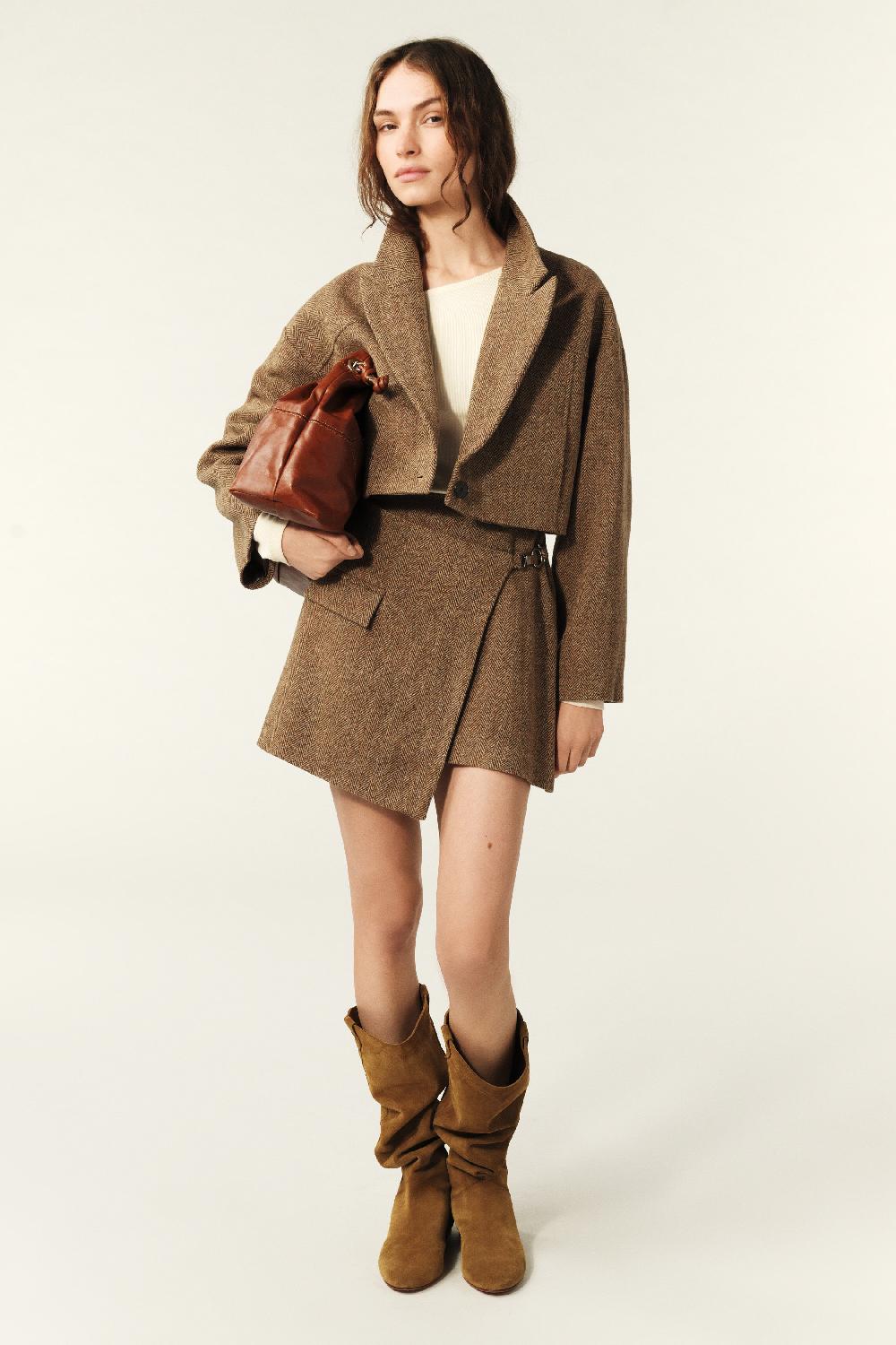 Ba&sh Jupe Mini Portefeuille Cara Marron