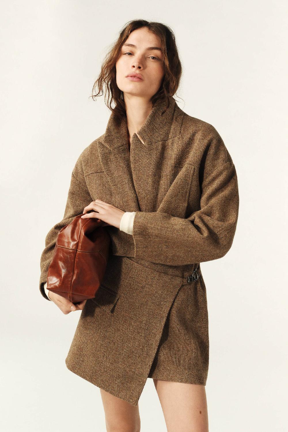 Ba&sh Jupe Mini Portefeuille Cara Marron