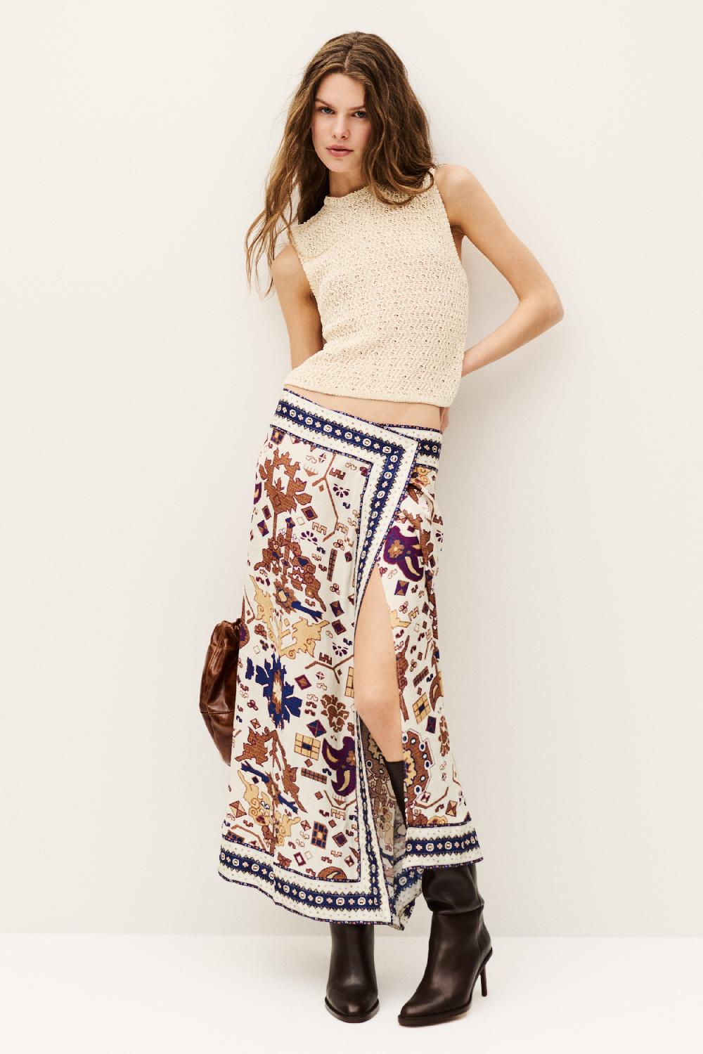 Ba&sh Jupe Portefeuille Varper Blanc Ecru