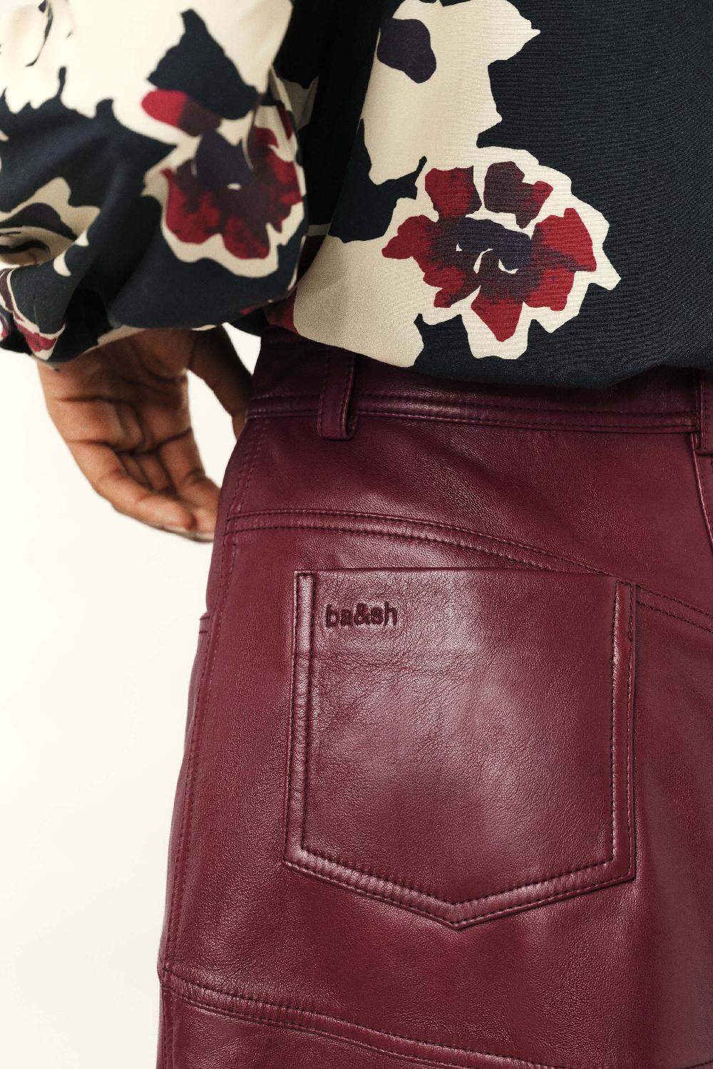 Ba&sh Leather Midi Skirt Assia Rouge