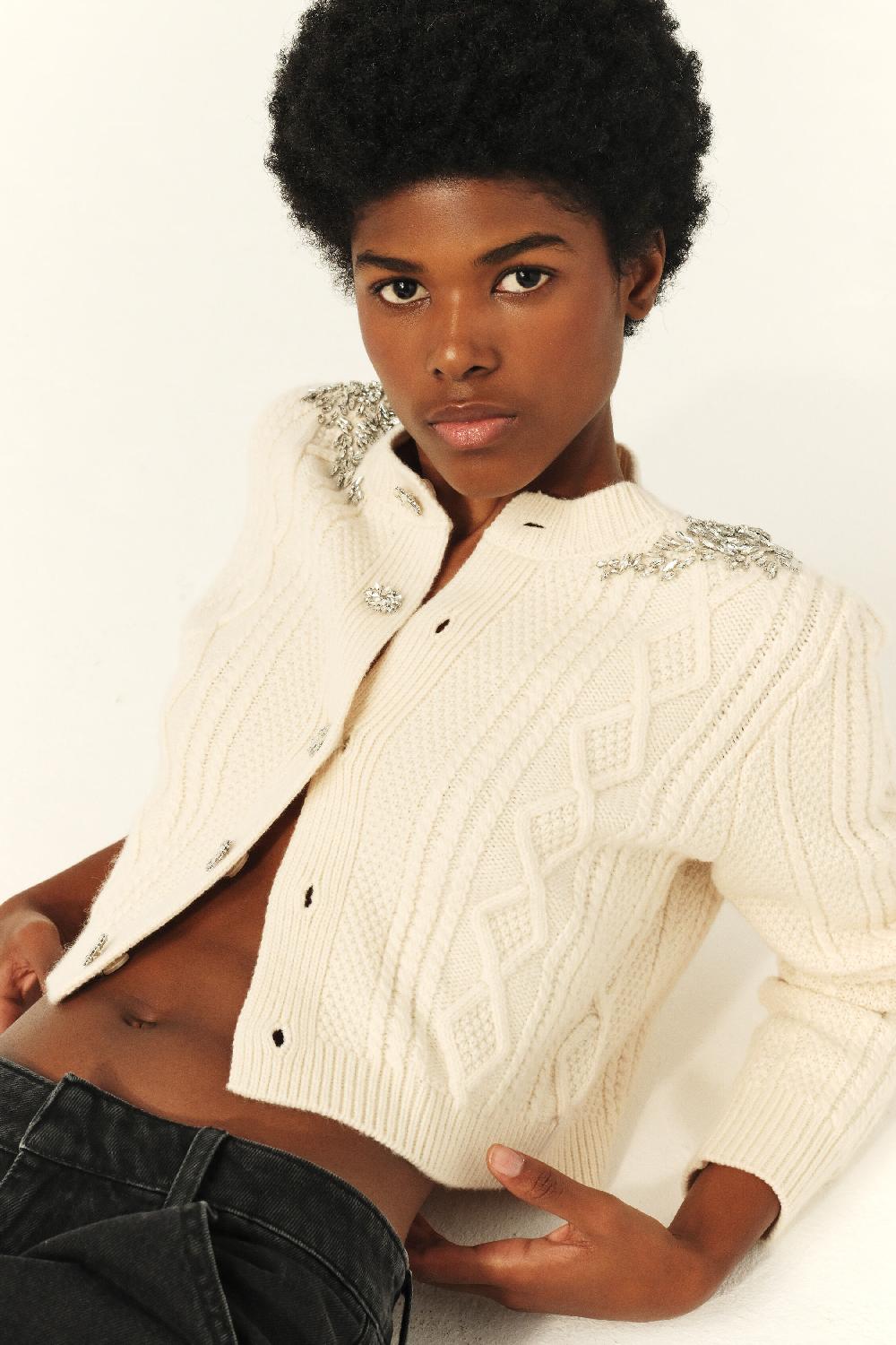 Ba&sh Long-Sleeved Jumper Oillo Blanc Ecru