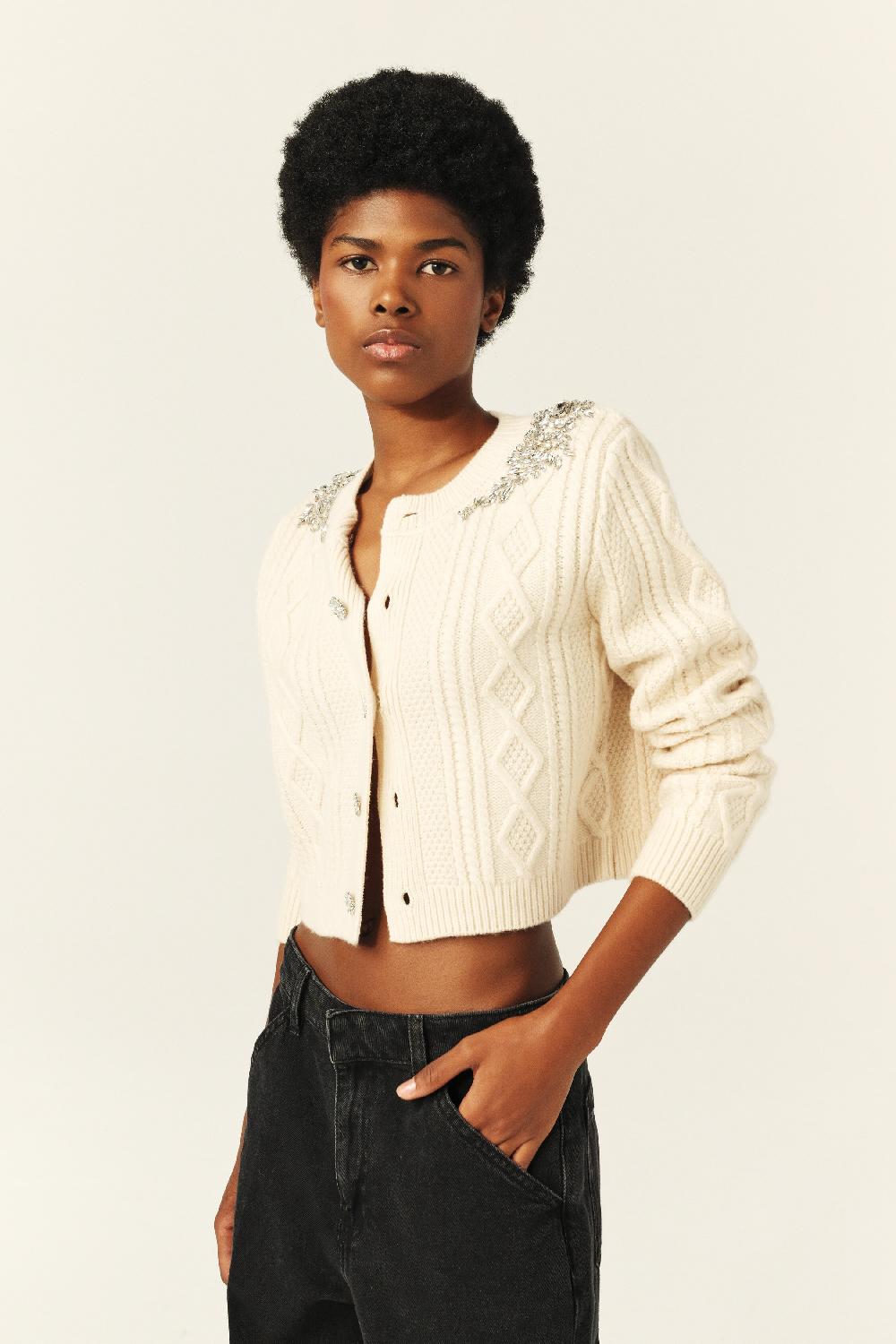 ba&sh Long-Sleeved Jumper Oillo Blanc Ecru