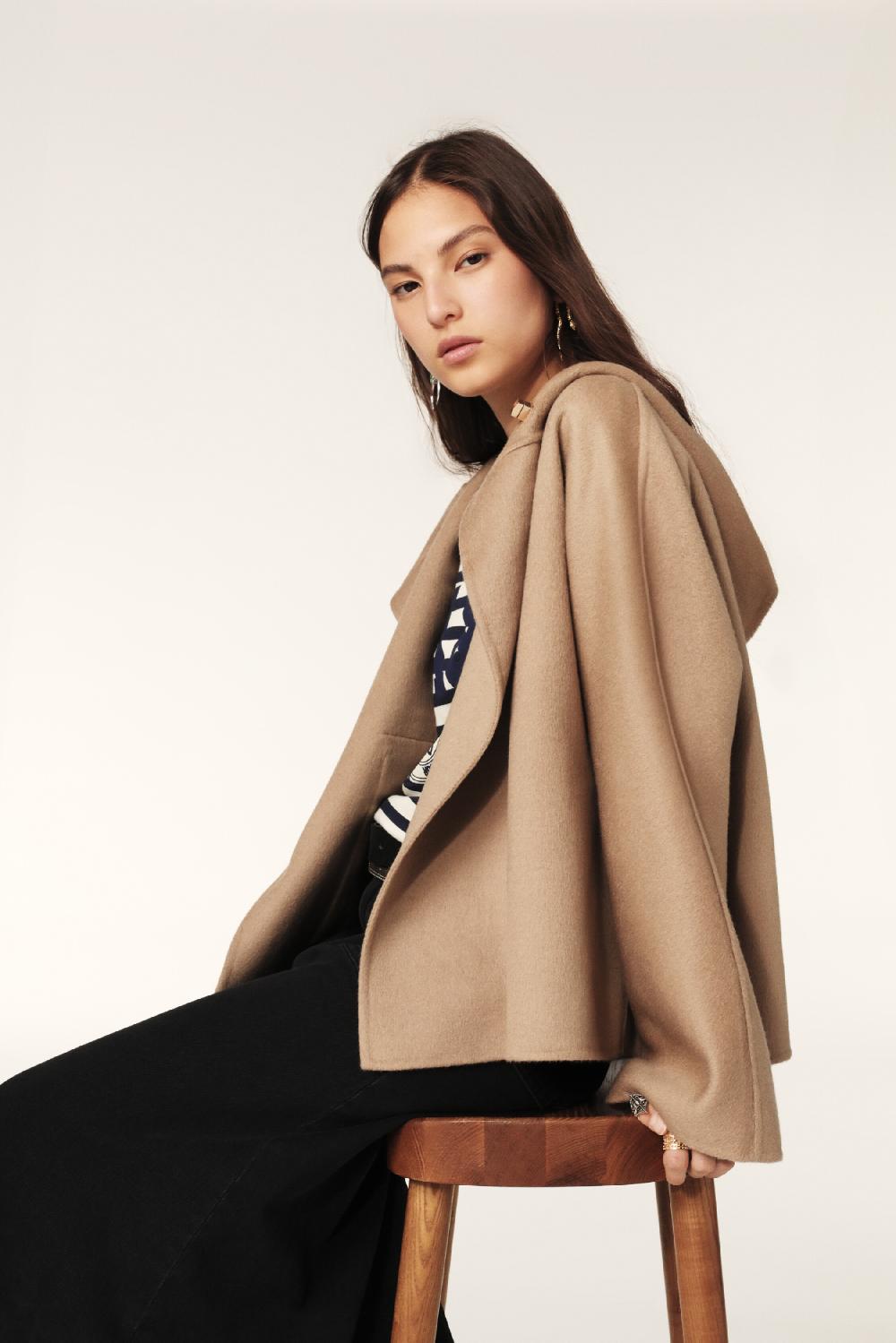 ba&sh Manteau Court Capuche Kove Marron