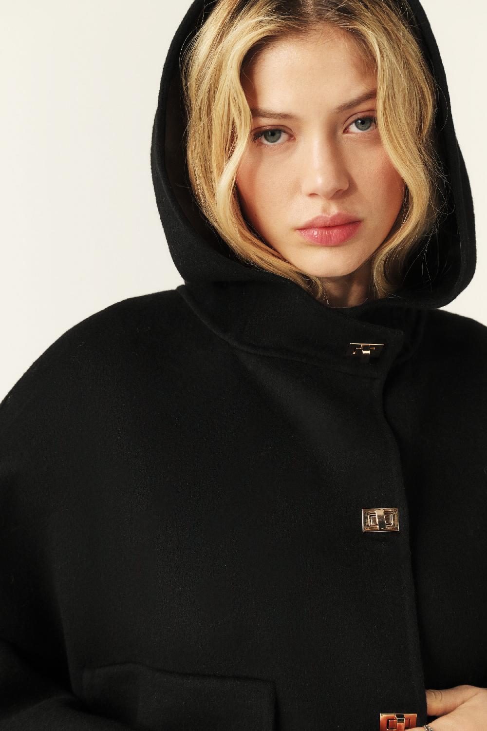 Ba&sh Manteau Court Capuche Kove Noir