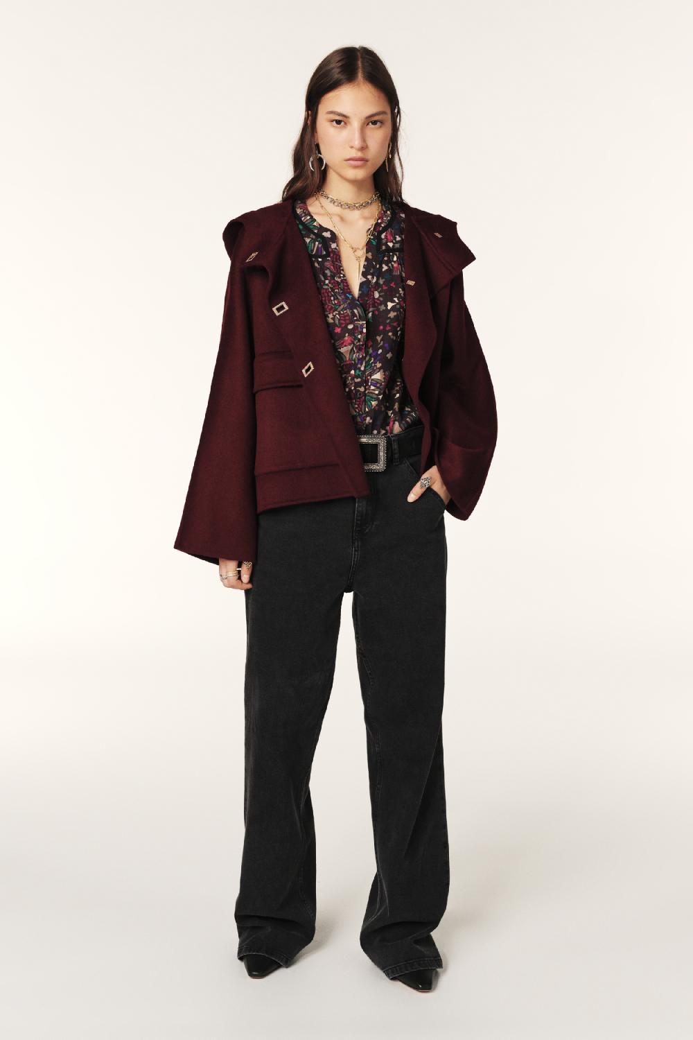 Ba&sh Manteau Court Capuche Kove Violet