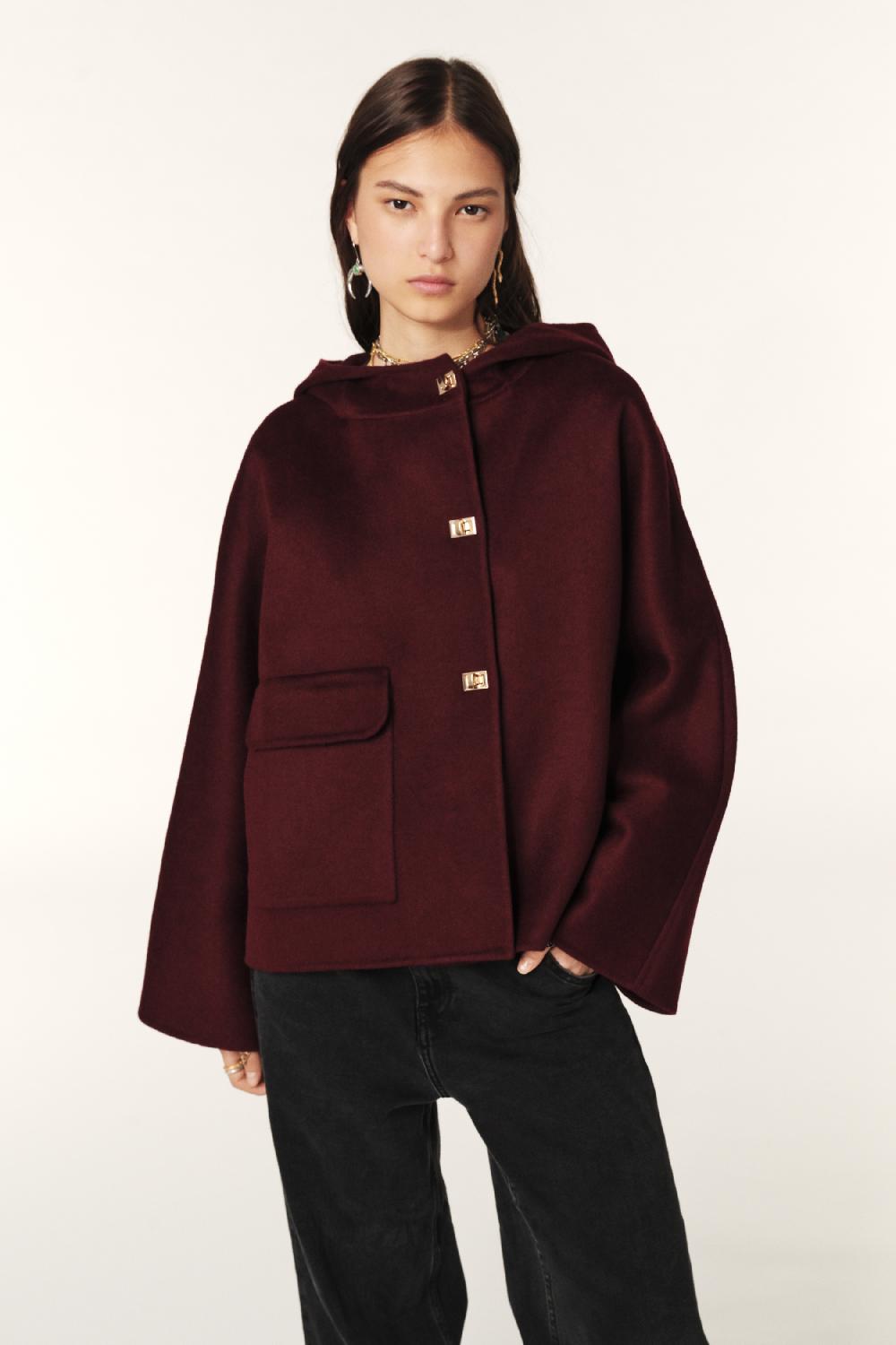 Ba&sh Manteau Court Capuche Kove Violet