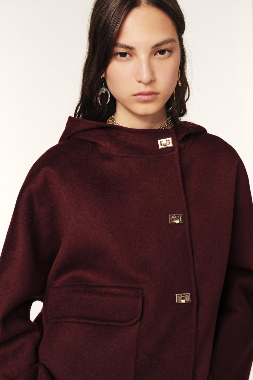 Ba&sh Manteau Court Capuche Kove Violet