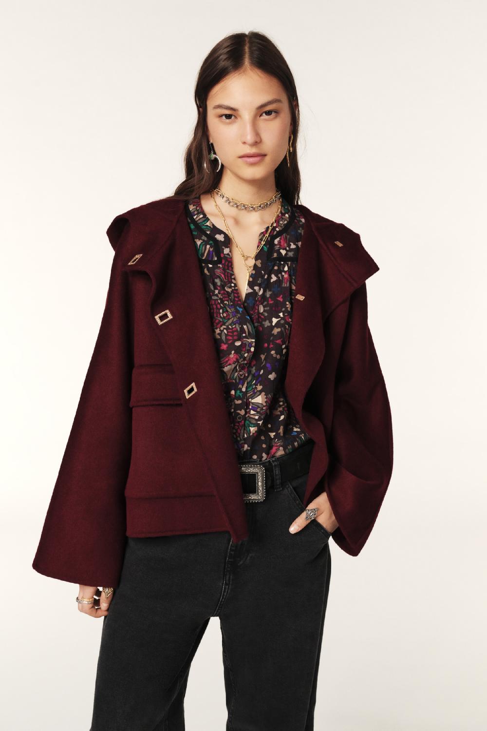 ba&sh Manteau Court Capuche Kove Violet