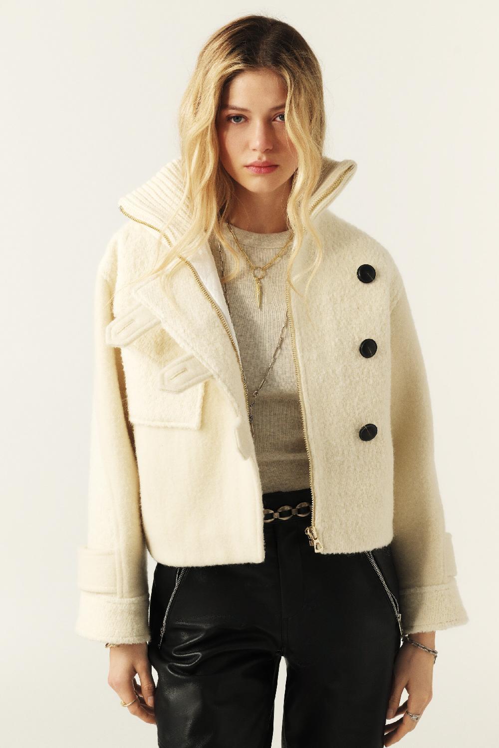 Ba&sh Manteau Court Dora Blanc Ecru