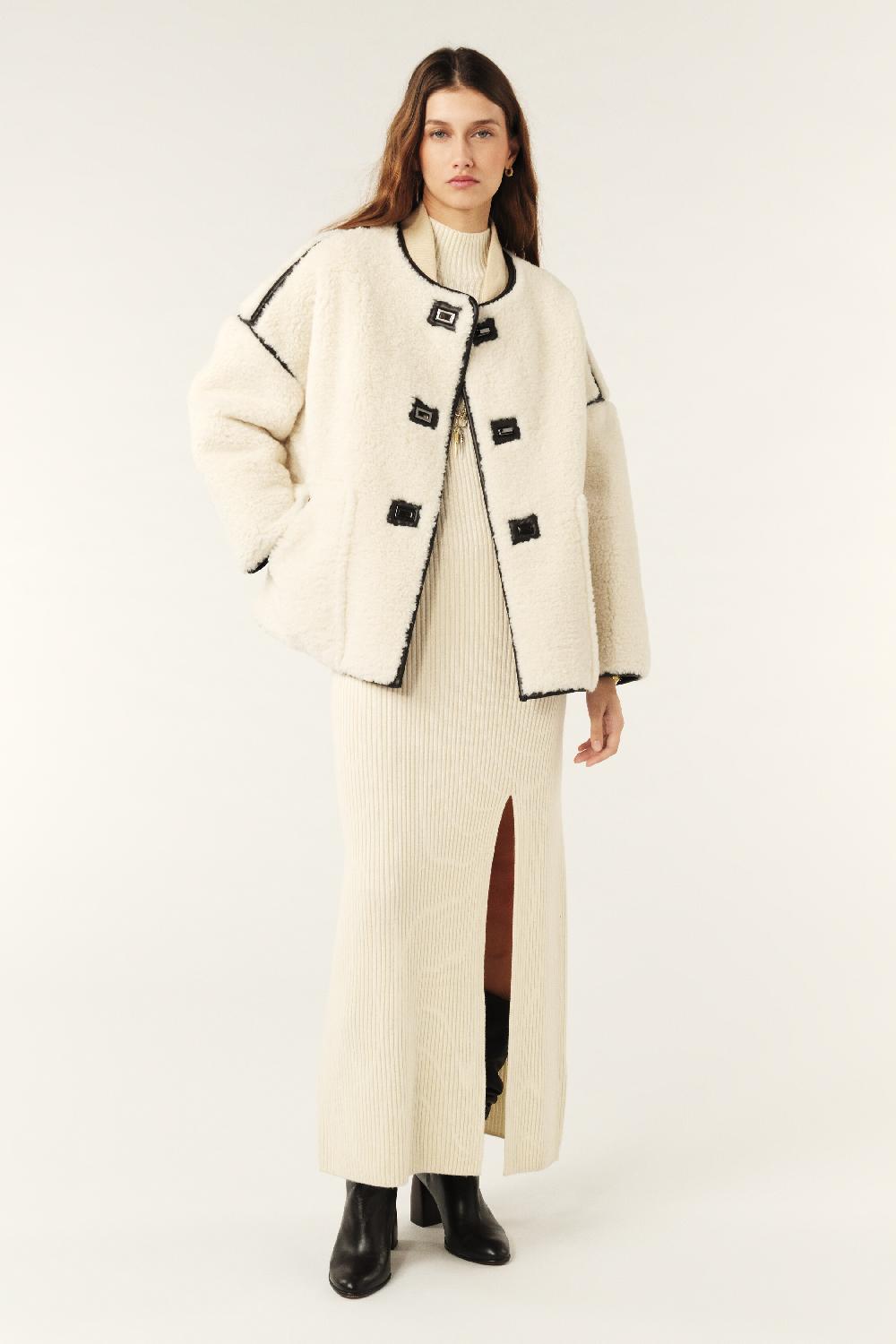 Ba&sh Manteau Court Maury Blanc Ecru