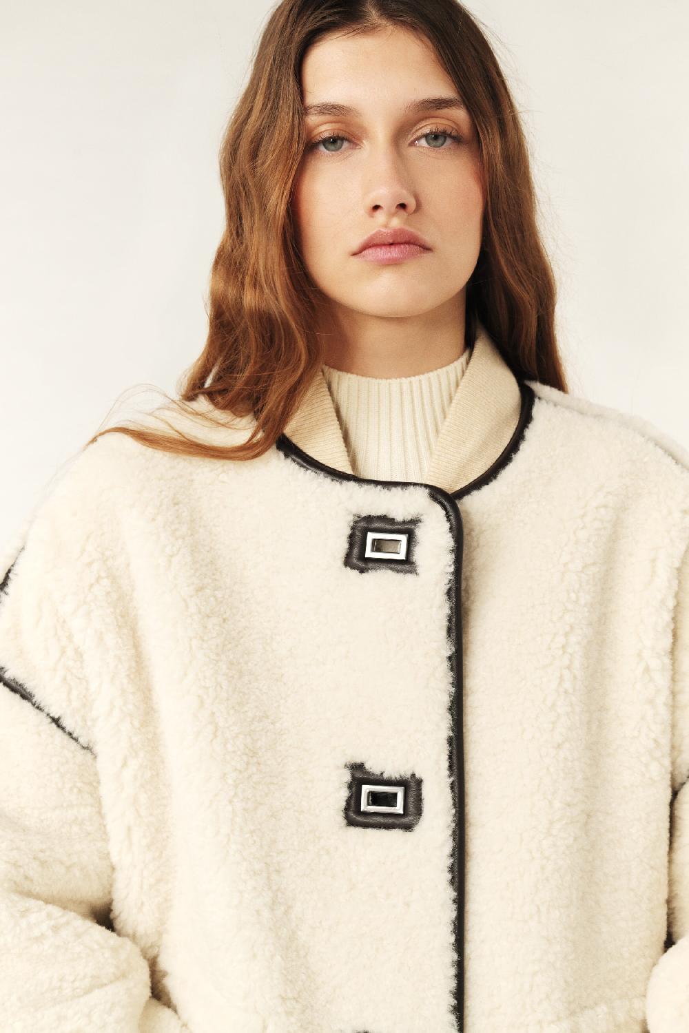 Ba&sh Manteau Court Maury Blanc Ecru