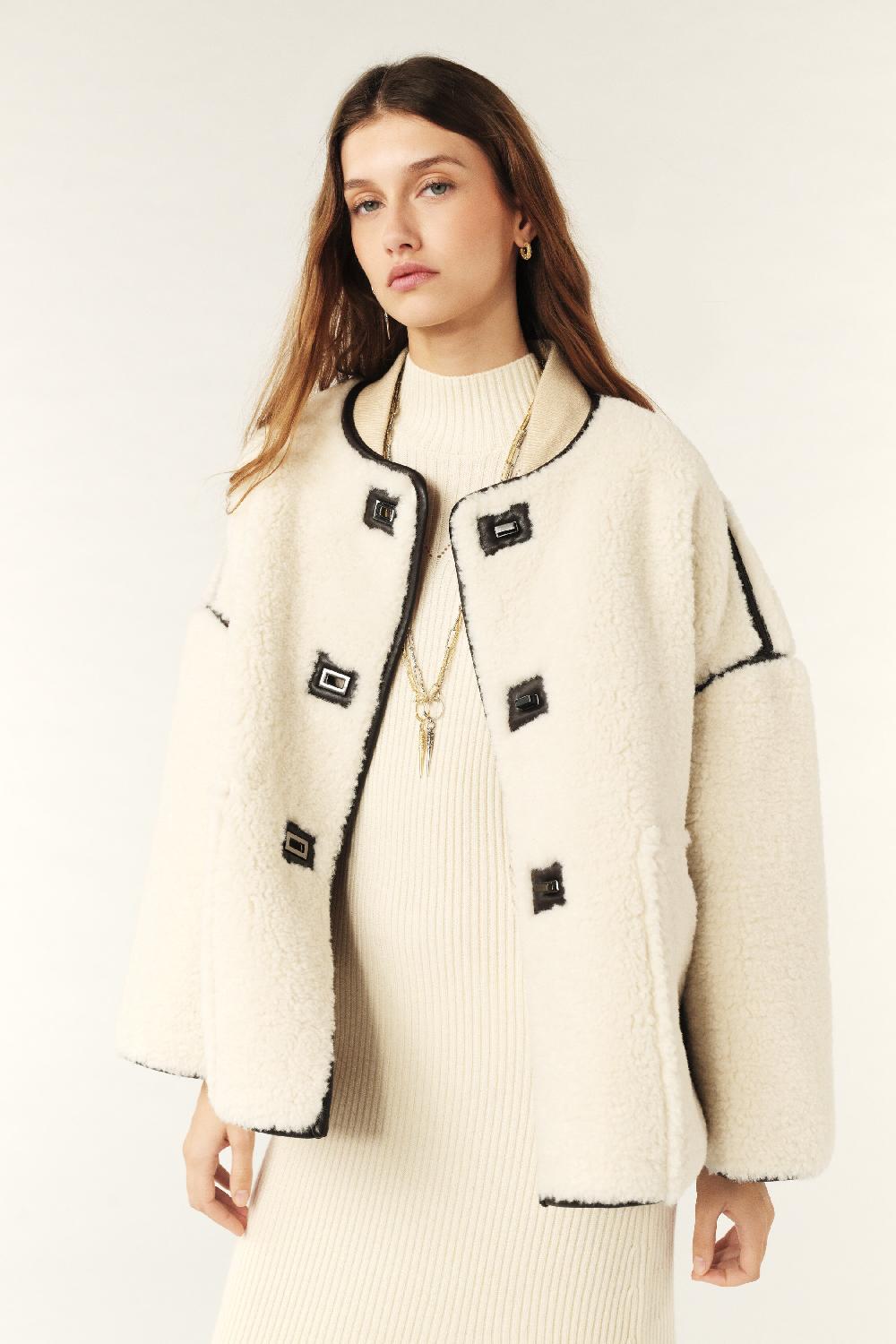 ba&sh Manteau Court Maury Blanc Ecru