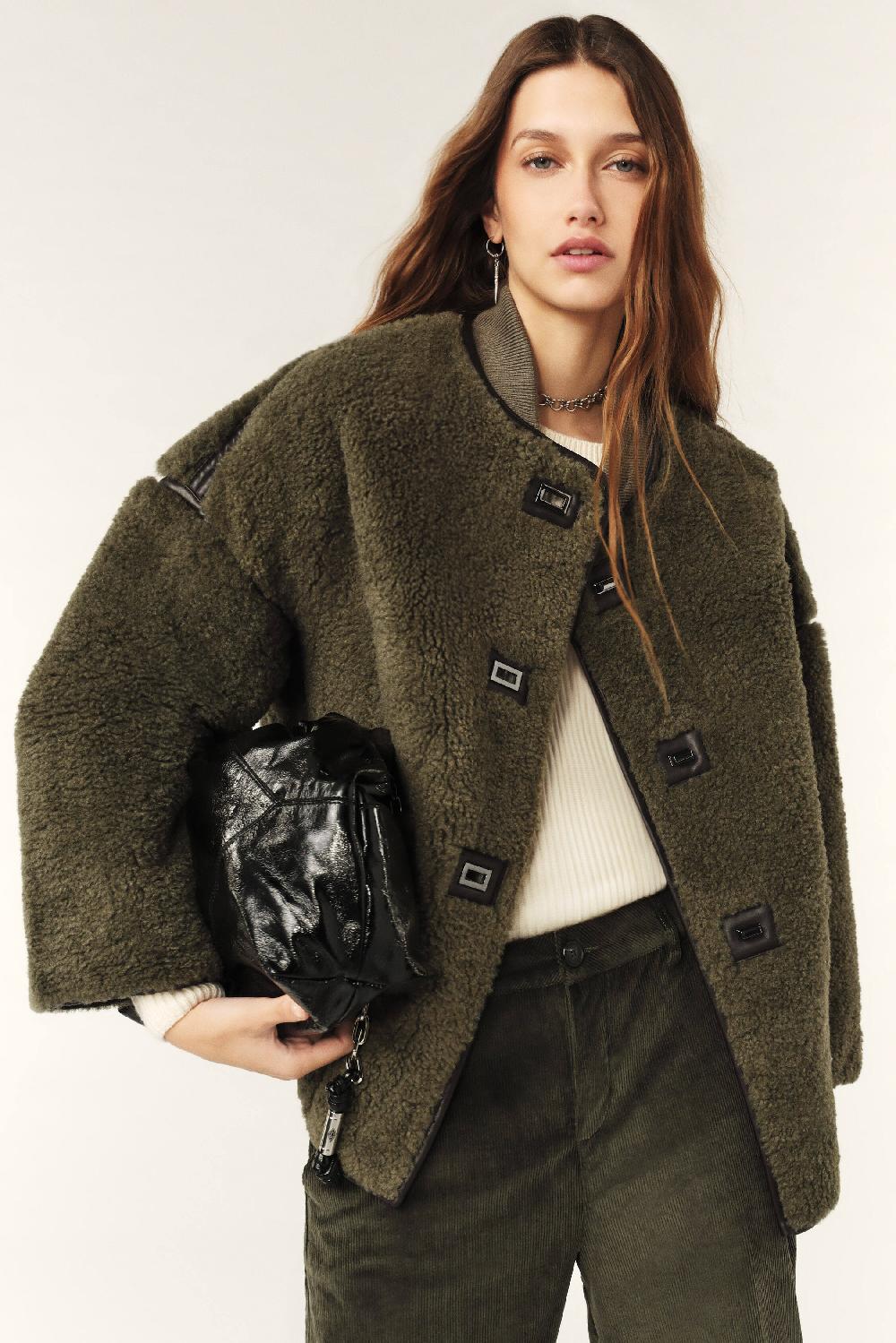 Ba&sh Manteau Court Maury Kaki