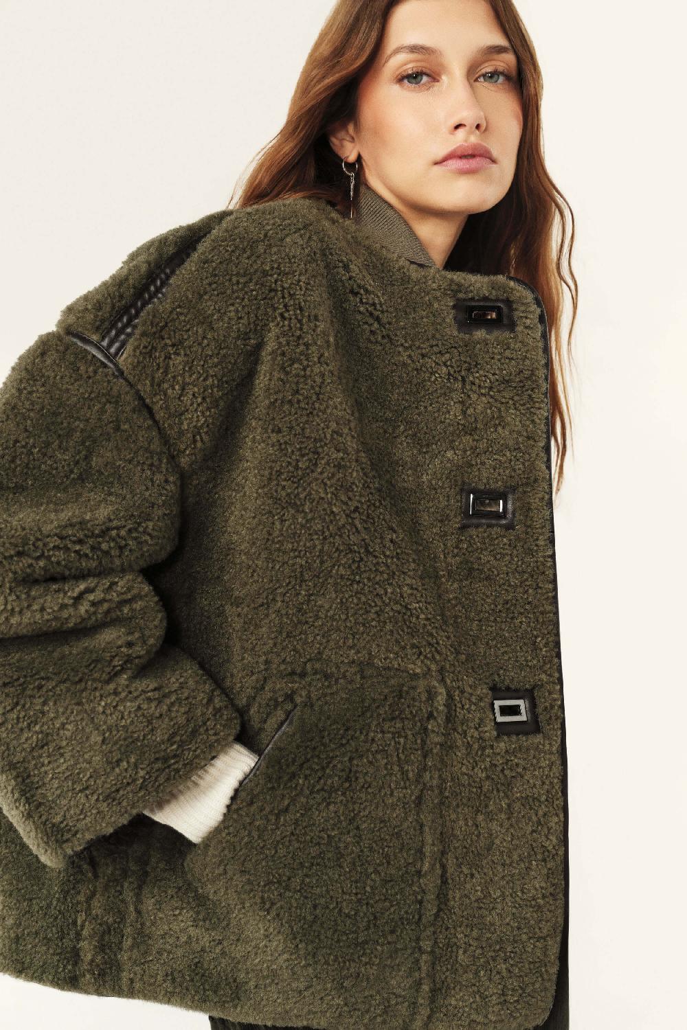 ba&sh Manteau Court Maury Kaki