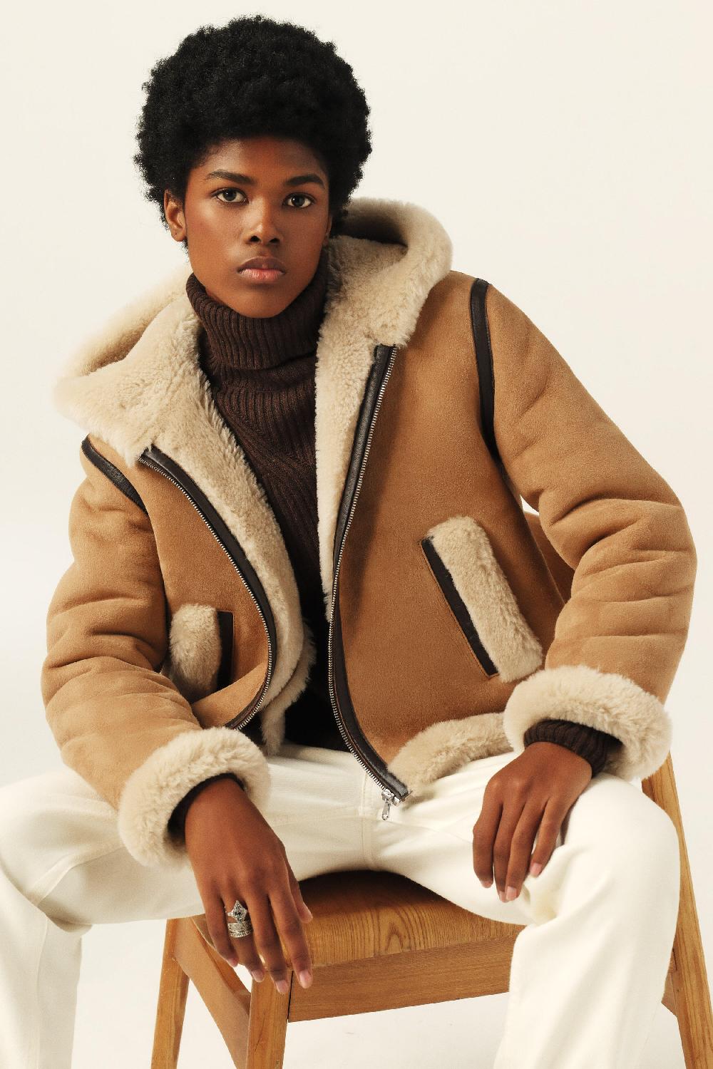 Ba&sh Manteau Court Maxou Marron