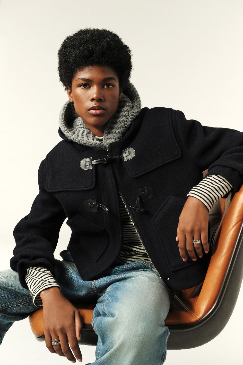 Ba&sh Manteau Court Paimee Marine