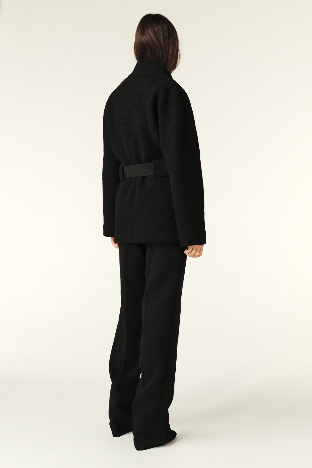 Ba&sh Manteau Court Tweed Carole Noir