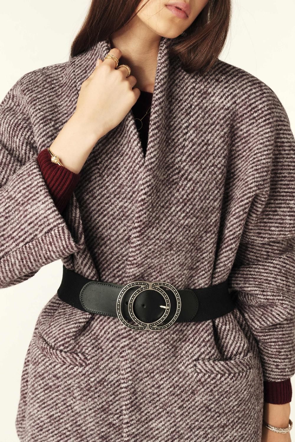 Ba&sh Manteau Court Tweed Carole Rouge