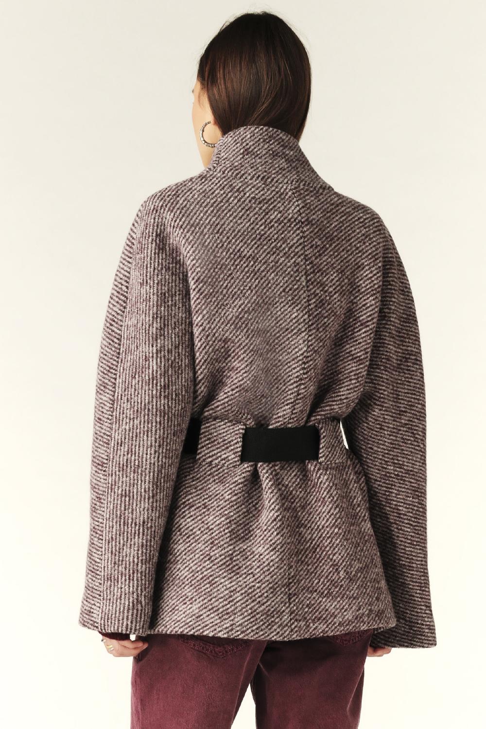 Ba&sh Manteau Court Tweed Carole Rouge