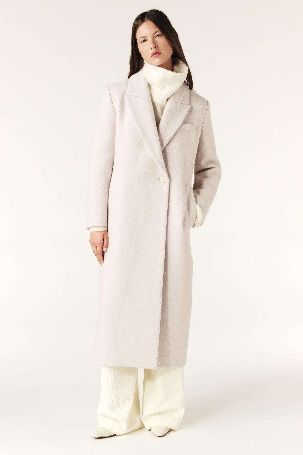 Ba&sh Manteau Long Koala Blanc Ecru