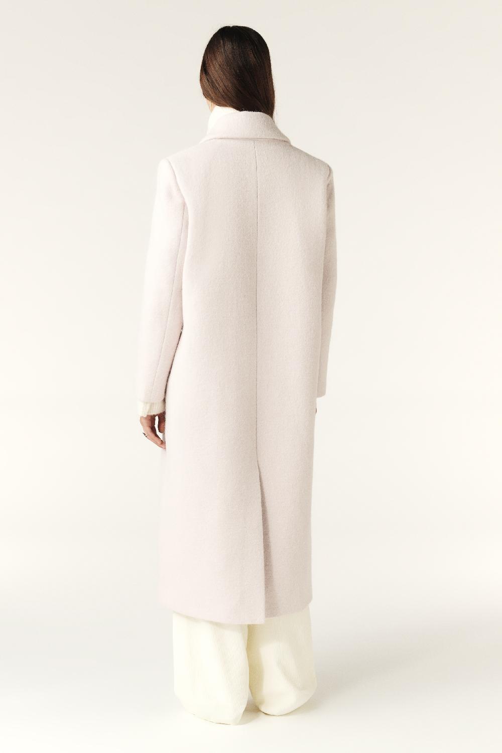 Ba&sh Manteau Long Koala Blanc Ecru