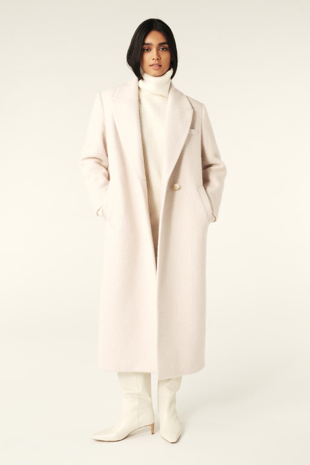 ba&sh Manteau Long Koala Blanc Ecru