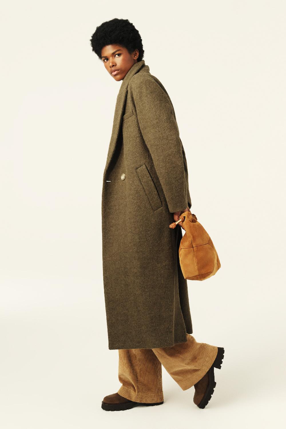 Ba&sh Manteau Long Koala Kaki