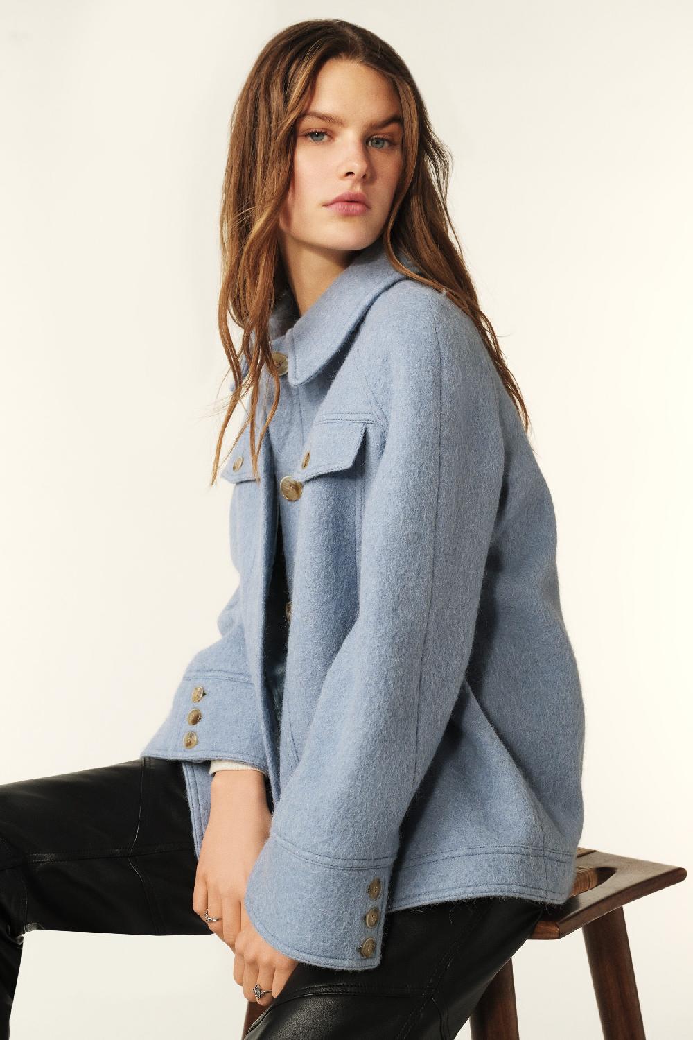 Ba&sh Manteau Oversize Kendy Bleu