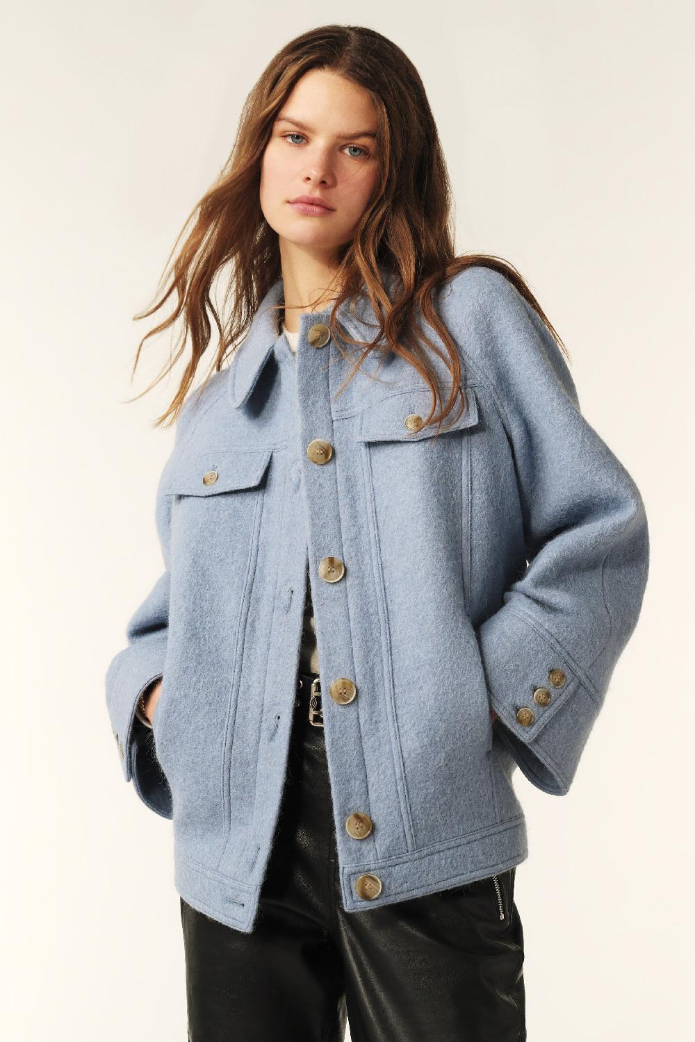 ba&sh Manteau Oversize Kendy Bleu