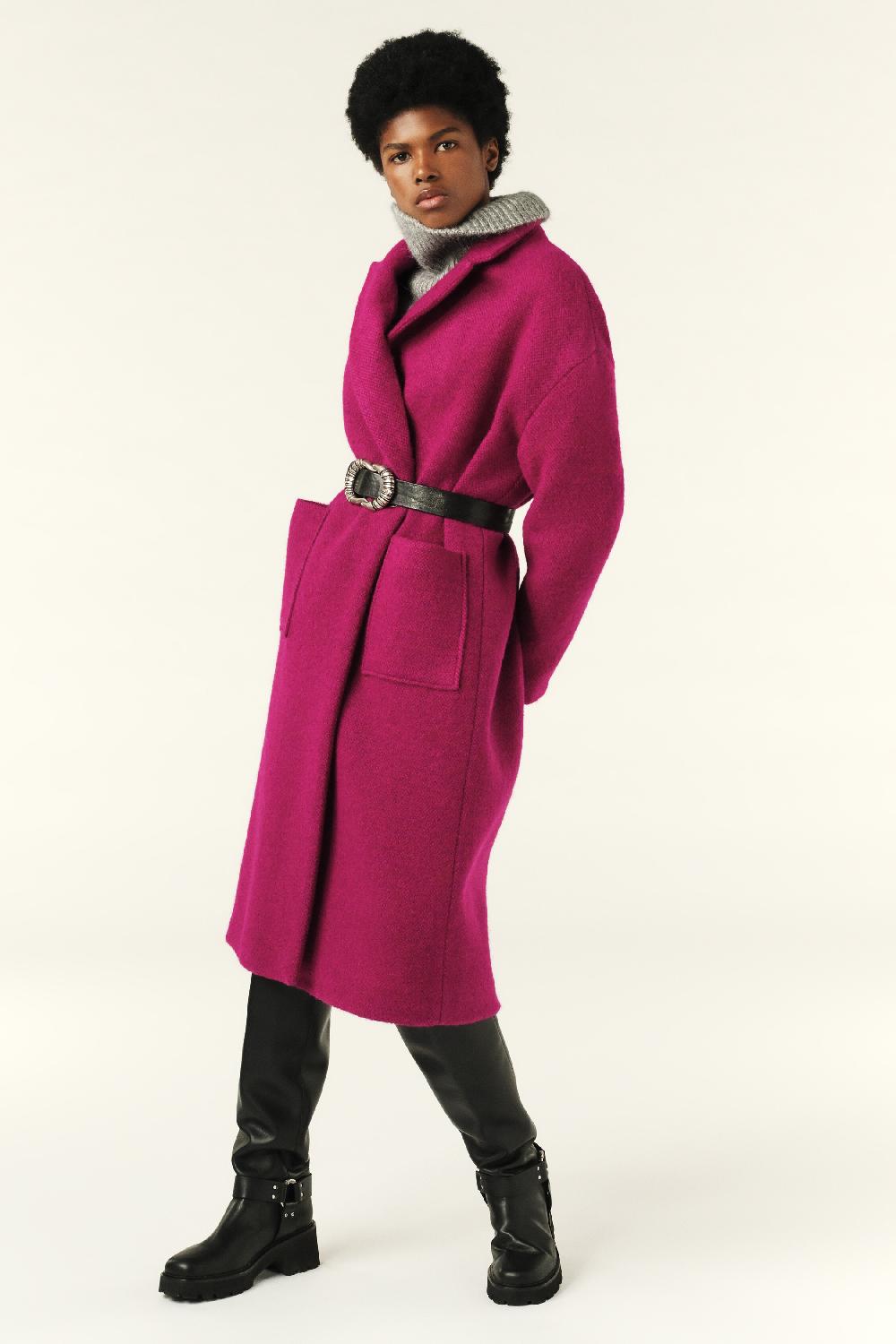 Ba&sh Manteau Oversize Tao Fuchsia