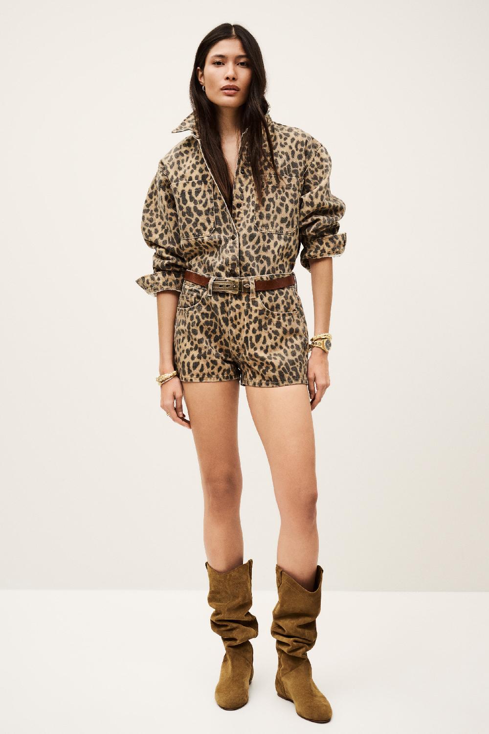 Ba&sh Mini Short Imprimé Tosie Beige