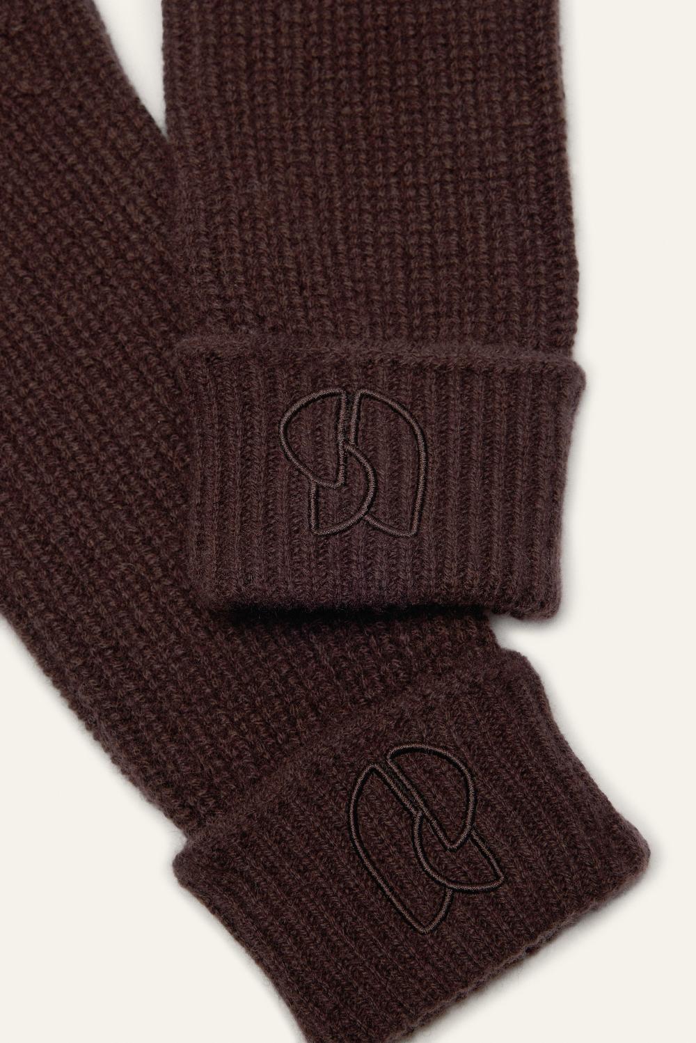 Ba&sh Mitaines Maille Fine Coon Marron