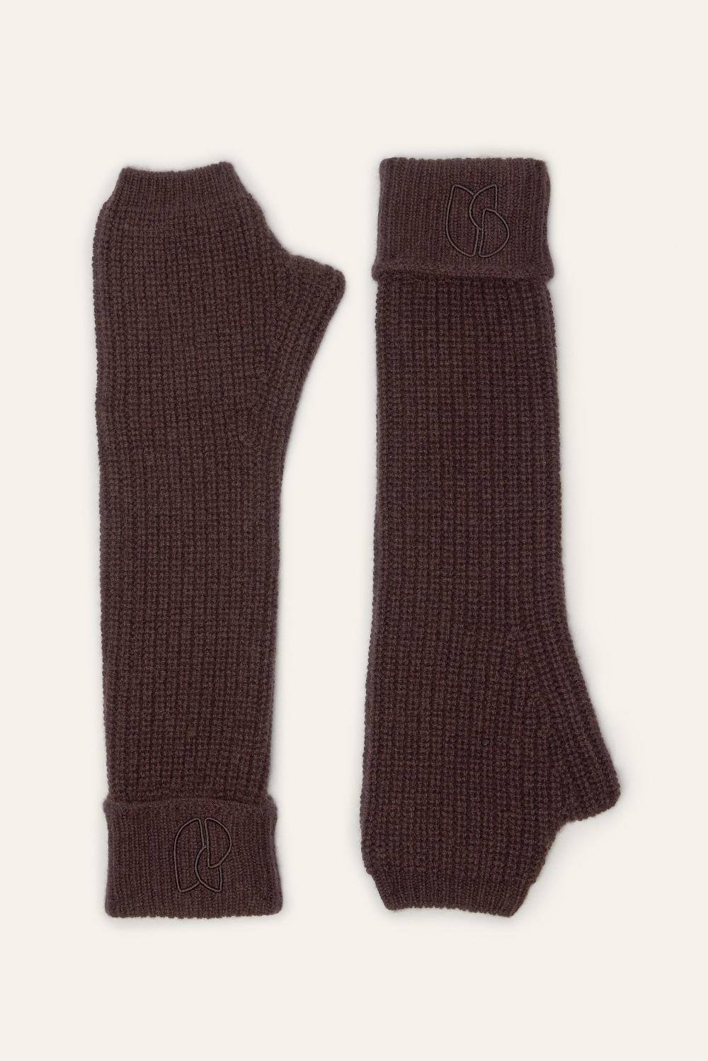 Ba&sh Mitaines Maille Fine Coon Marron