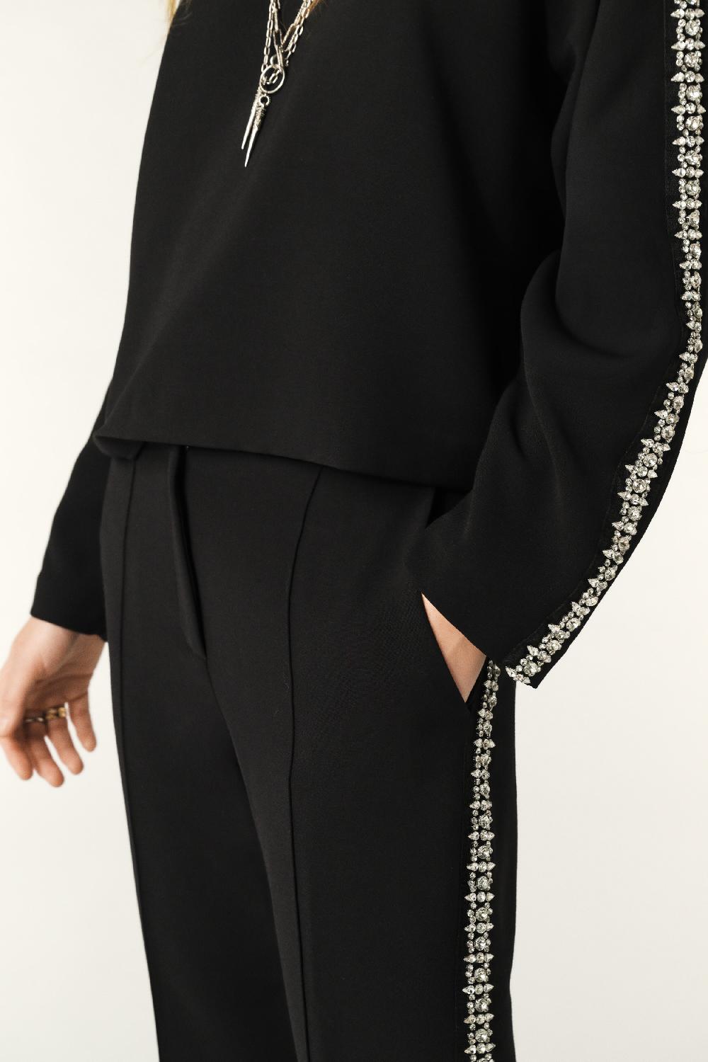 Ba&sh Pantalon Bande Strass Saul Noir