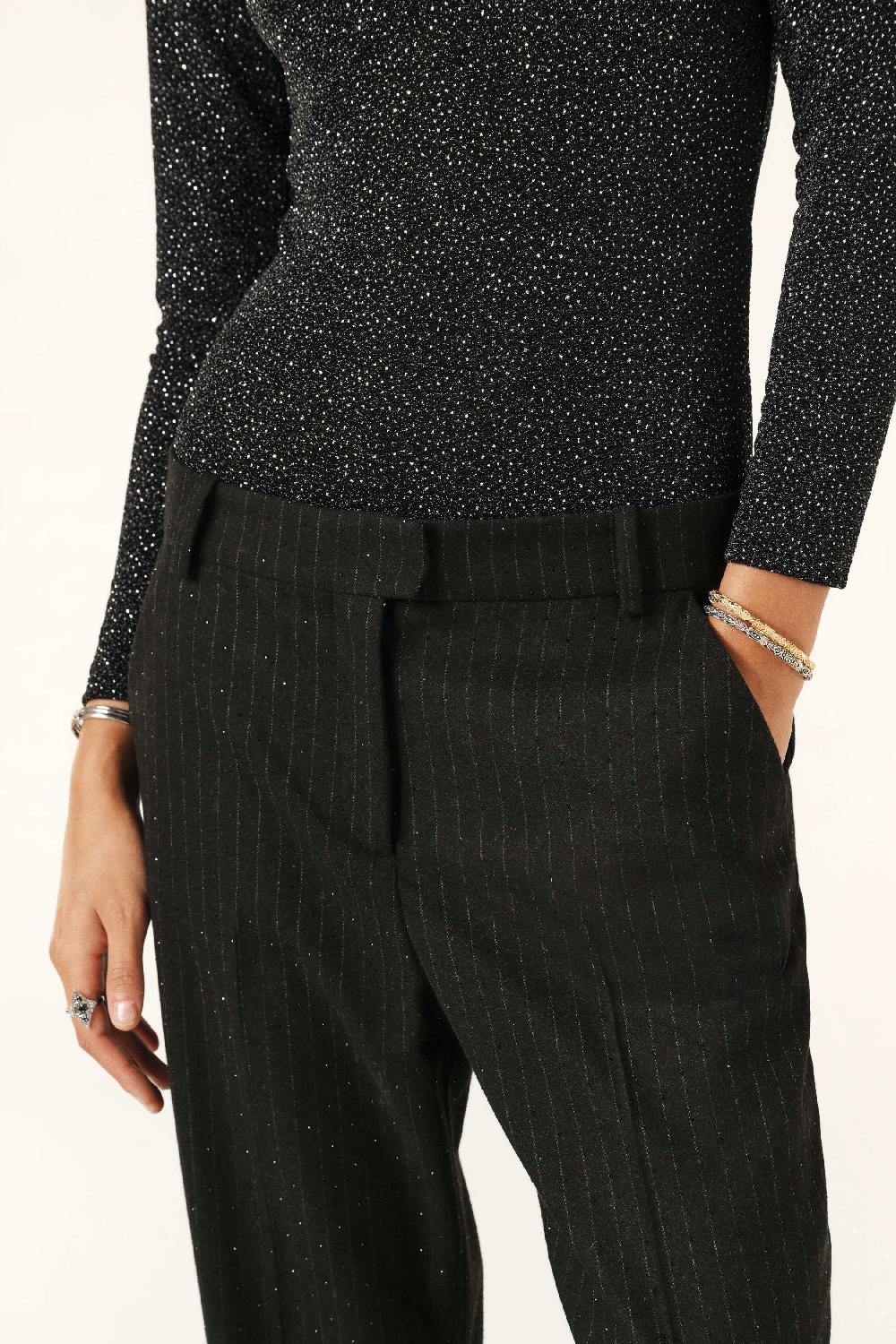 Ba&sh Pantalon Costume Strass Papooz Noir