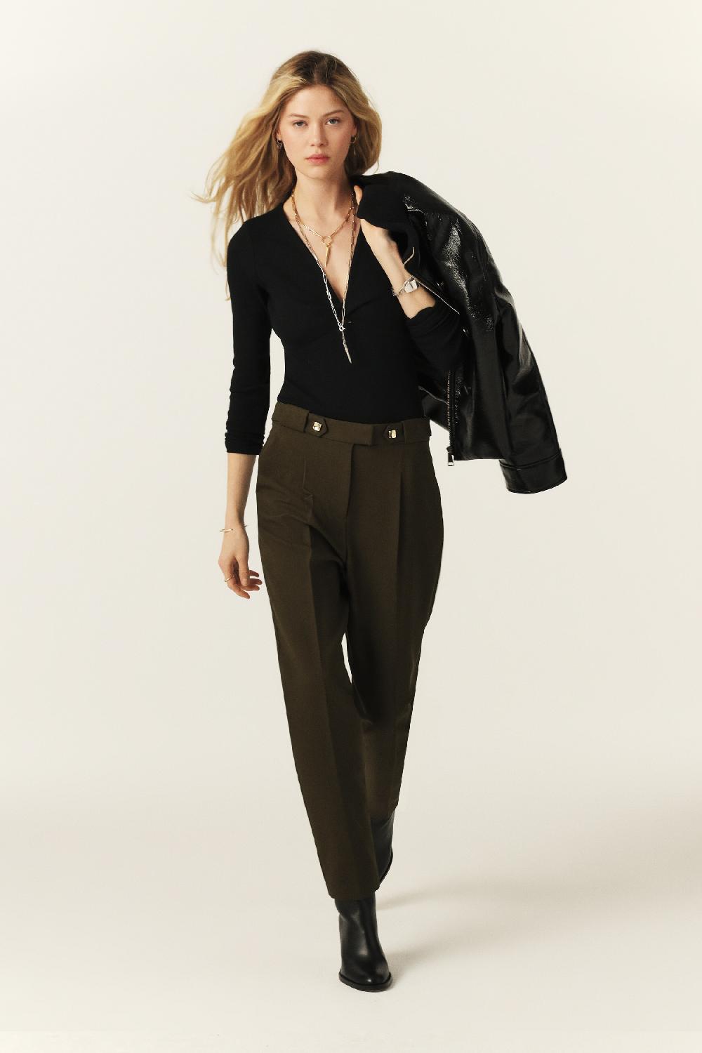 ba&sh Pantalon Coupe Carotte Jude Kaki