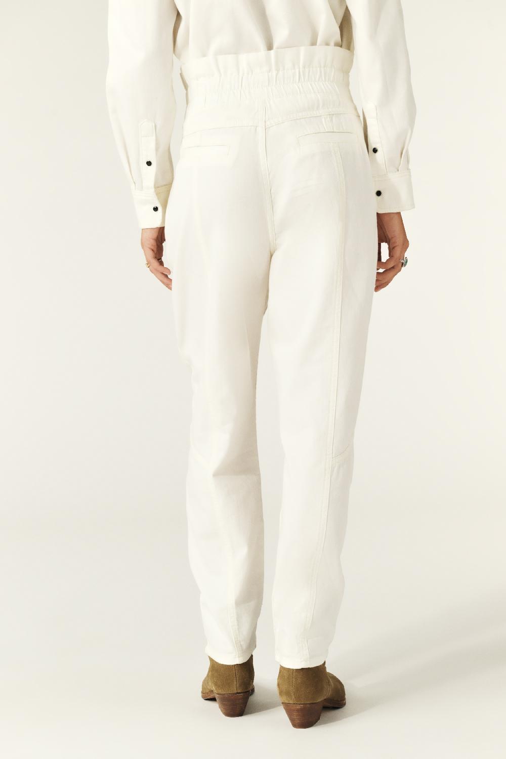 Ba&sh Pantalon Coupe Carotte Omny Blanc Ecru