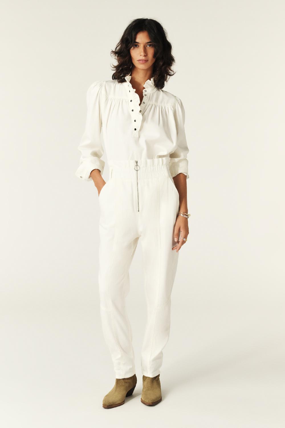 ba&sh Pantalon Coupe Carotte Omny Blanc Ecru