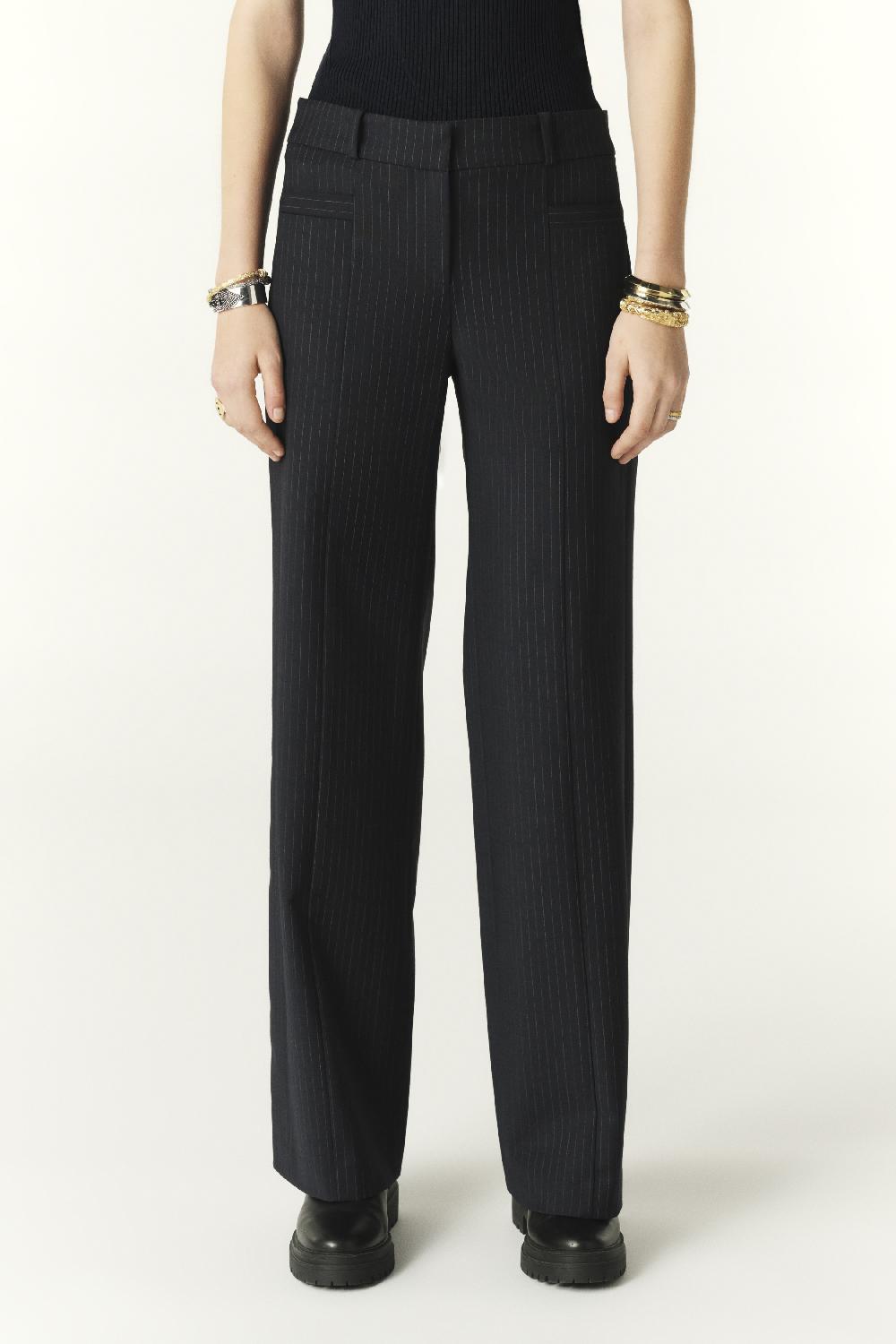 Ba&sh Pantalon Coupe Droite Pistachio Bleu Nuit