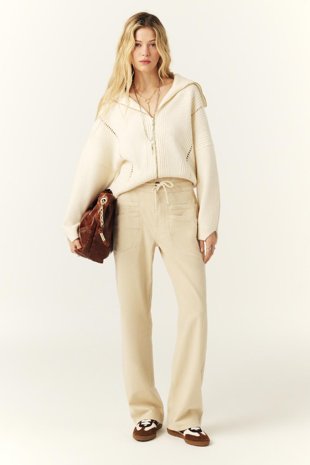 Ba&sh Pantalon Droit Ample Fima Blanc Ecru