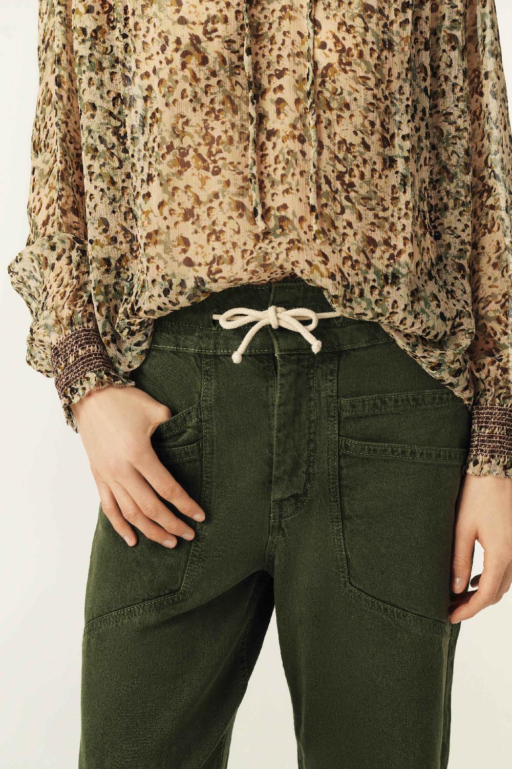 Ba&sh Pantalon Droit Ample Fima Kaki