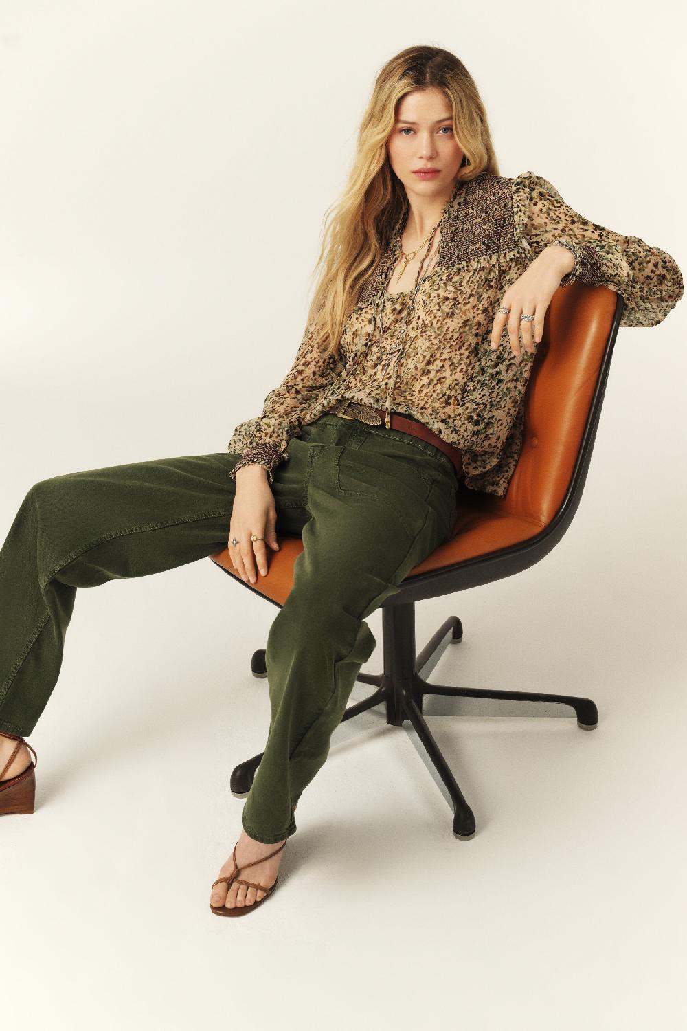 Ba&sh Pantalon Droit Ample Fima Kaki