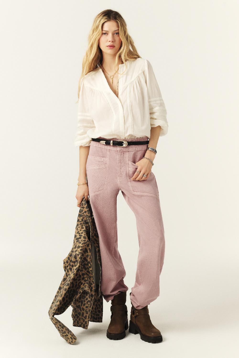 ba&sh Pantalon Droit Ample Fima Rose