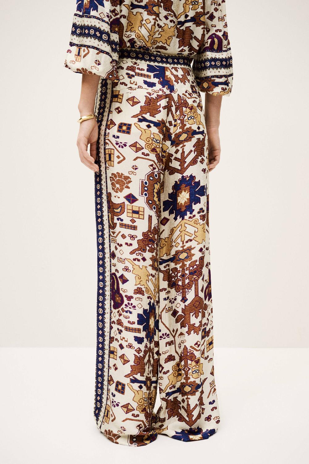 Ba&sh Pantalon Droit Imprimé Vlyde Blanc Ecru