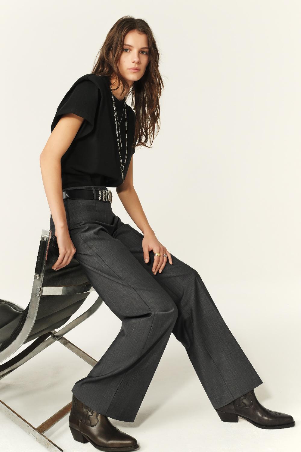 Ba&sh Pantalon Droit Pistachio Gris