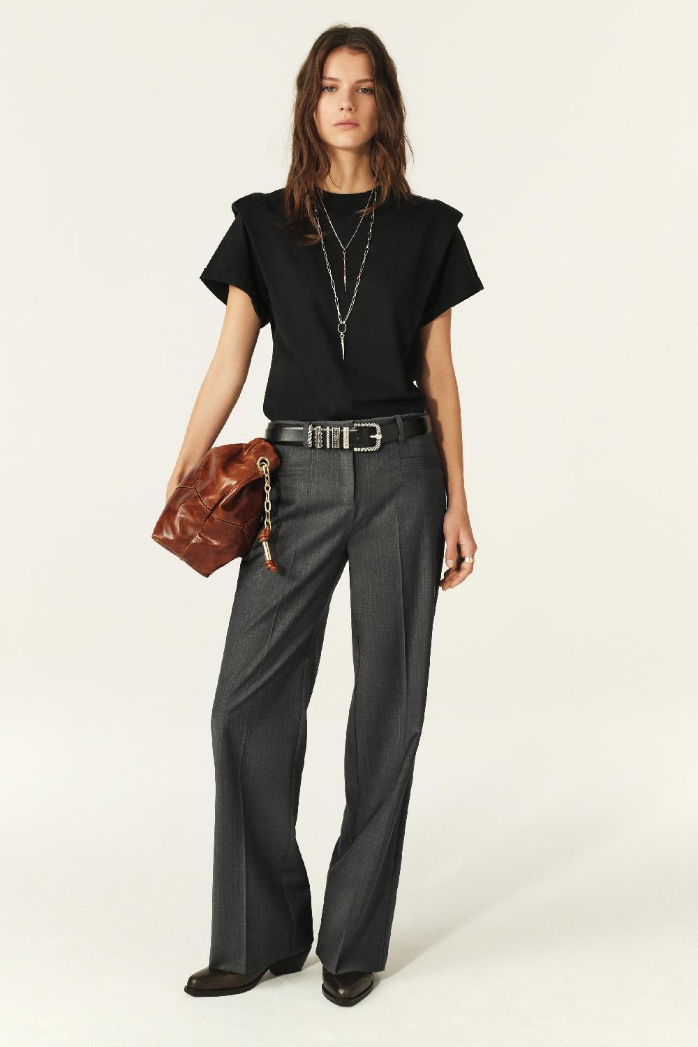 ba&sh Pantalon Droit Pistachio Gris