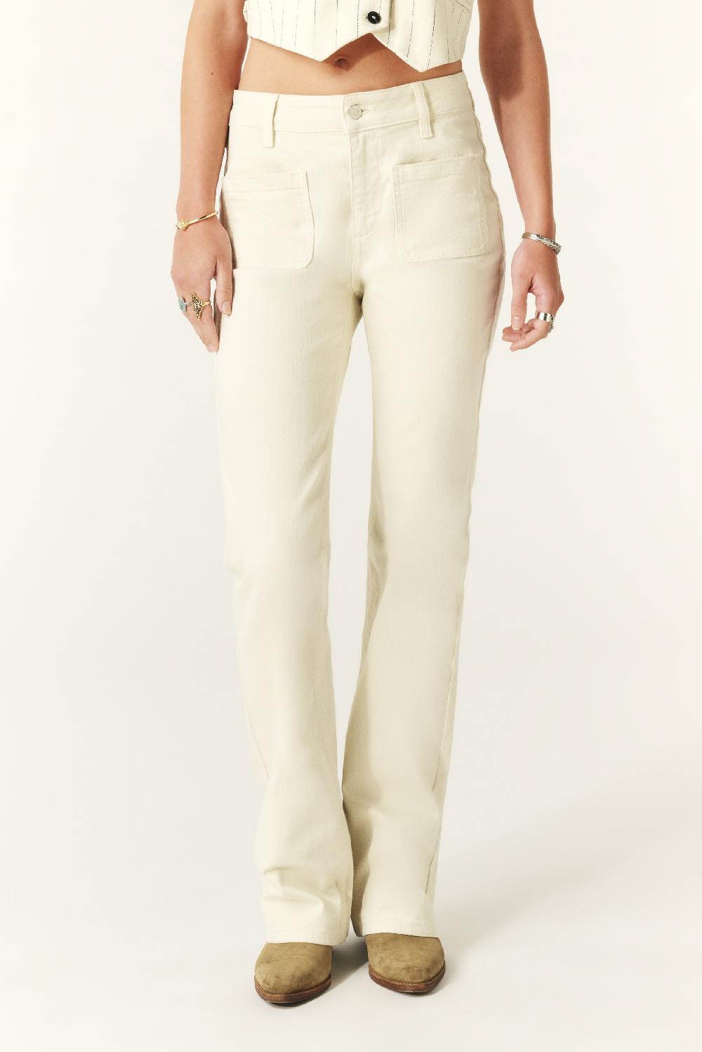 Ba&sh Pantalon Droit Ross Blanc Ecru