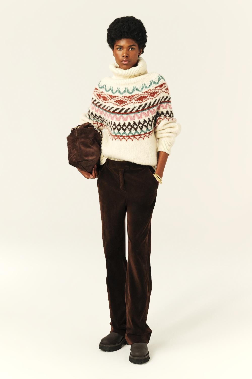 ba&sh Pantalon Droit Velours Babilon Chocolat