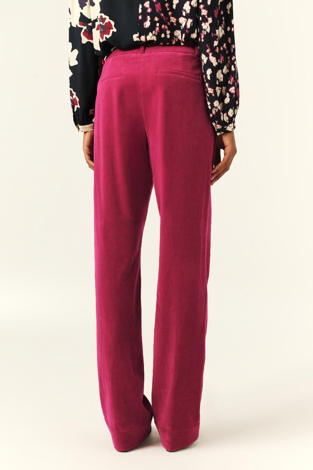 Ba&sh Pantalon Droit Velours Babilon Fuchsia