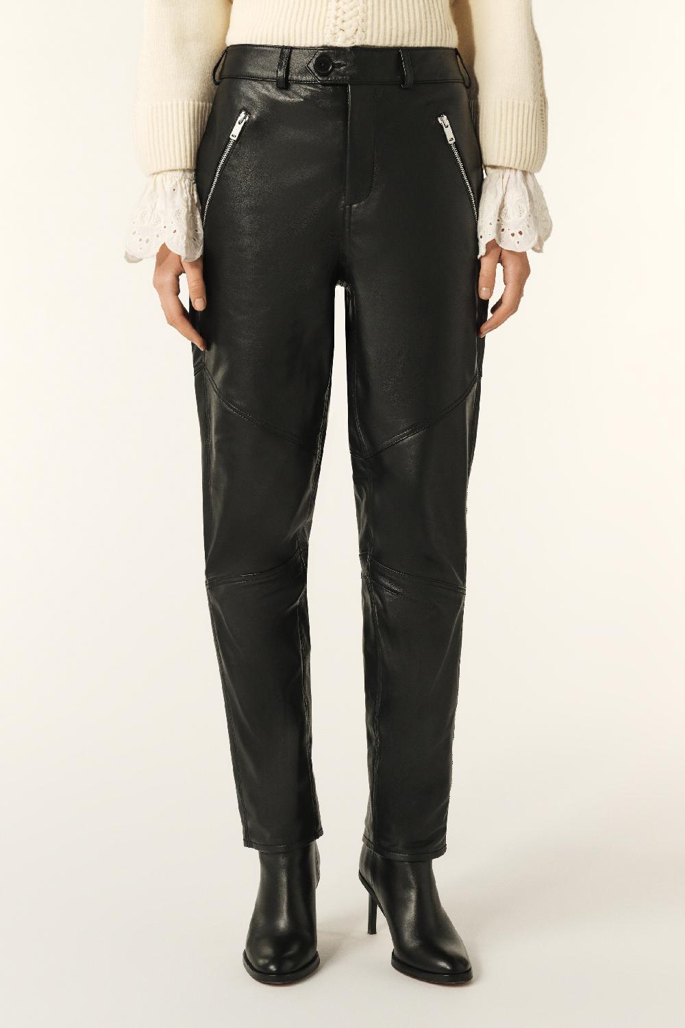 Ba&sh Pantalon En Cuir Alios Noir